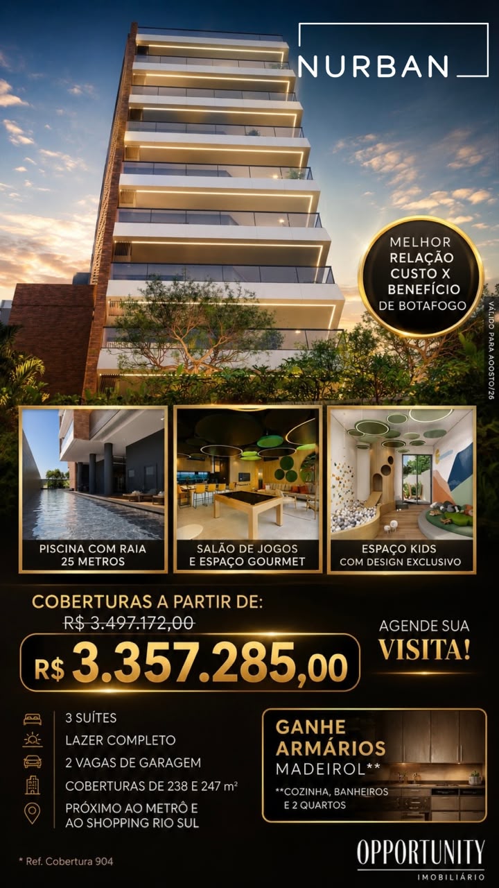 Nurban: coberturas com lazer completo e armários Madeirol