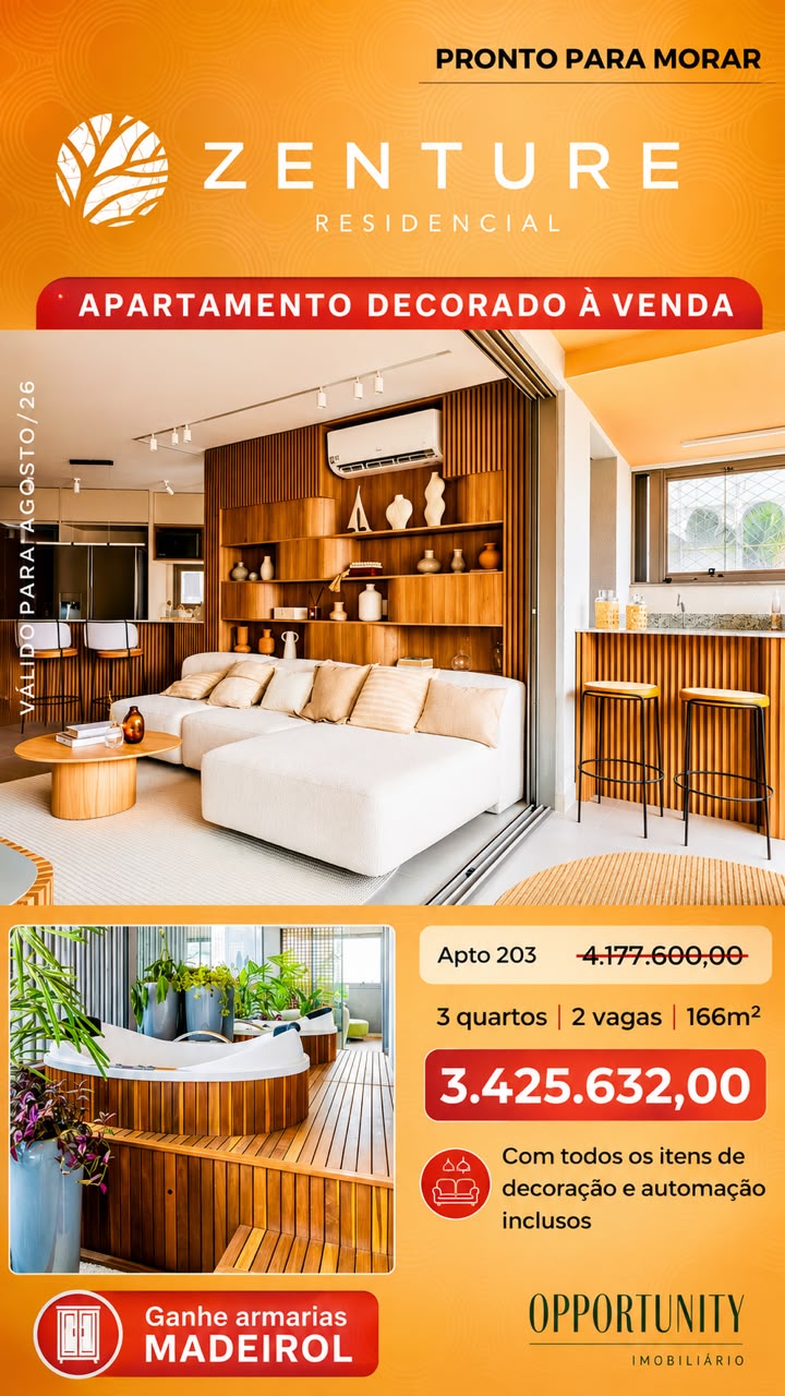 Zenture Residencial: apartamento decorado à venda, pronto para morar