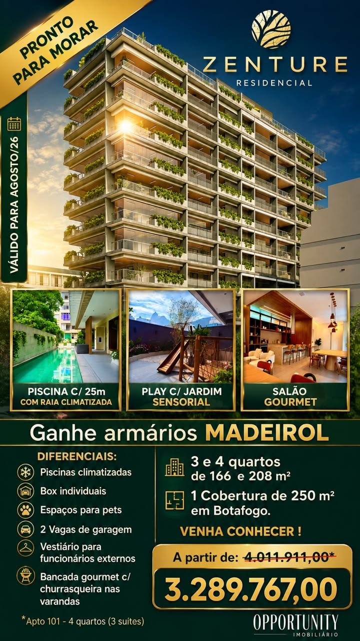 Zenture Residencial: 3 e 4 quartos com piscina e lazer completo
